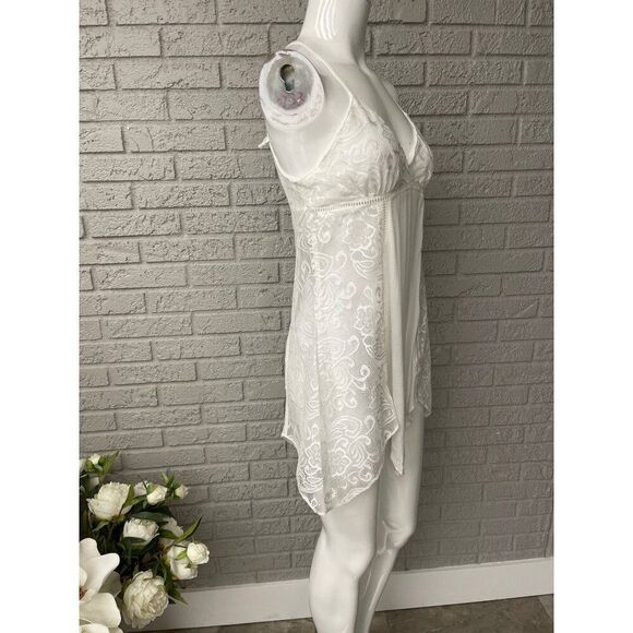 Linea Donatella Women White Flower Sheer Lace Lingerie Nightgown Size S NWT - Picture 6 of 11